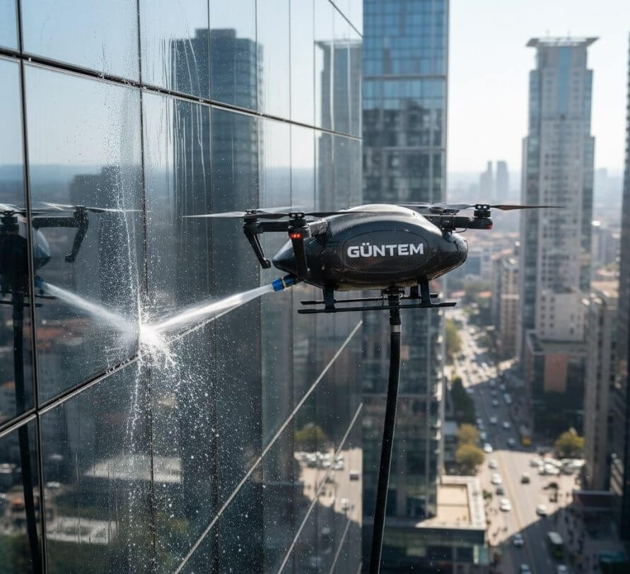 Avantajlı drone ile dış cephe temizliği uygulaması