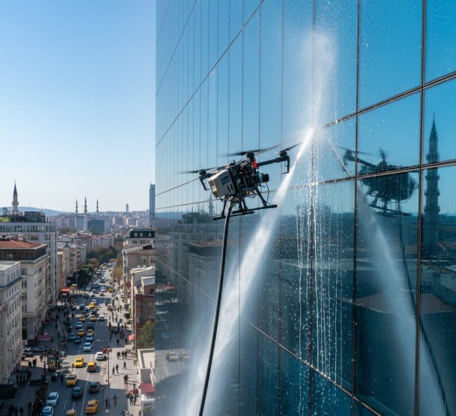 Drone ile dış cephe temizliği: Gün Temizlik