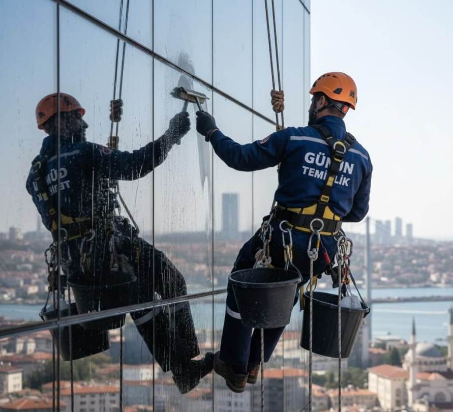Endüstriyel dağcılık ile yükseklerde güvenli dış cephe temizliği hizmetleri: Gün Temizlik