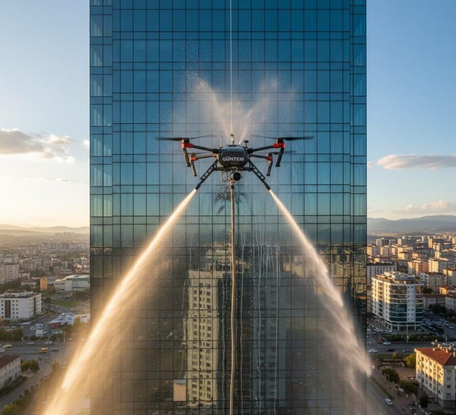 Endüstriyel temizlik drone ile dış cephe temizliği sistemleri