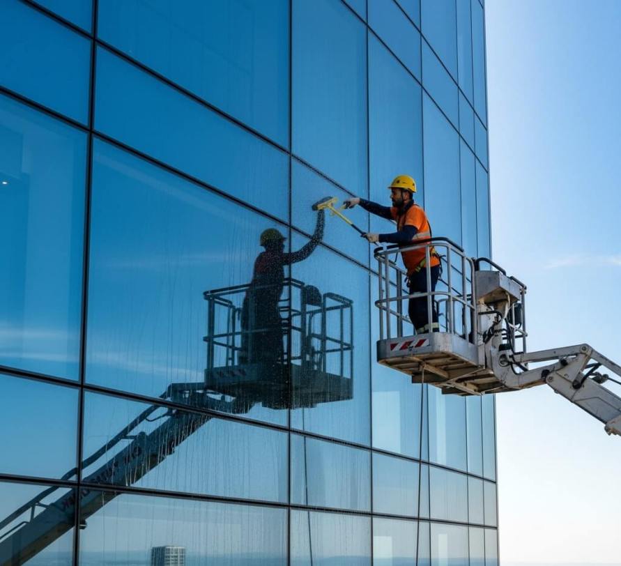 Geleneksel vinçle dış cephe temizliği sistemleri