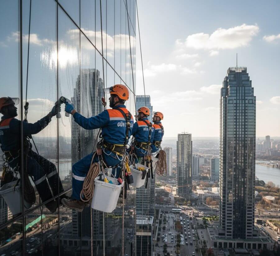 İple erişim sistemi ile dış cephe temizliği hizmetleri: Gün Temizlik
