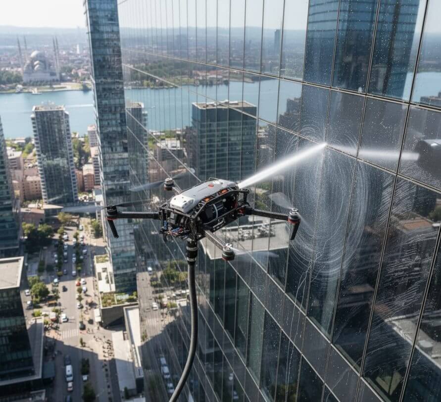 Profesyonel drone temizlik çalışmaları: Drone ile bina yıkama