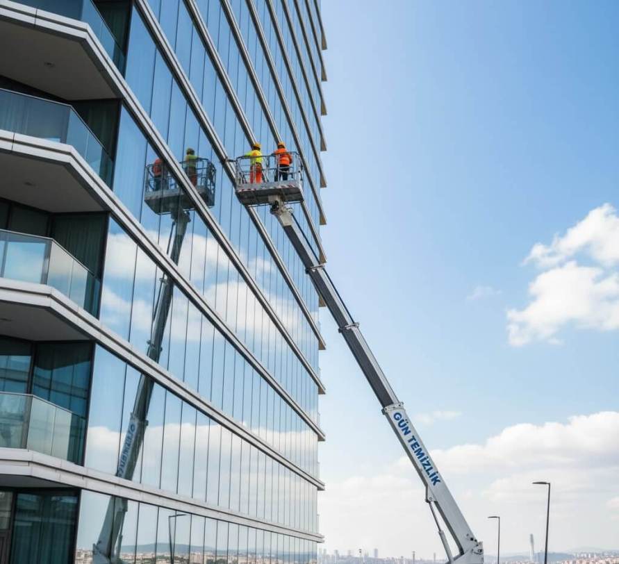 Sepetli platformla dış cephe temizliği sistemleri