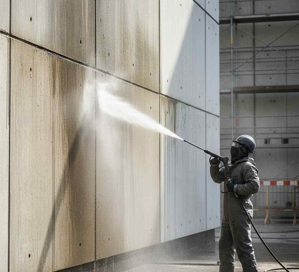 Basınçlı yıkama ile dış cephe temizlik çalışması