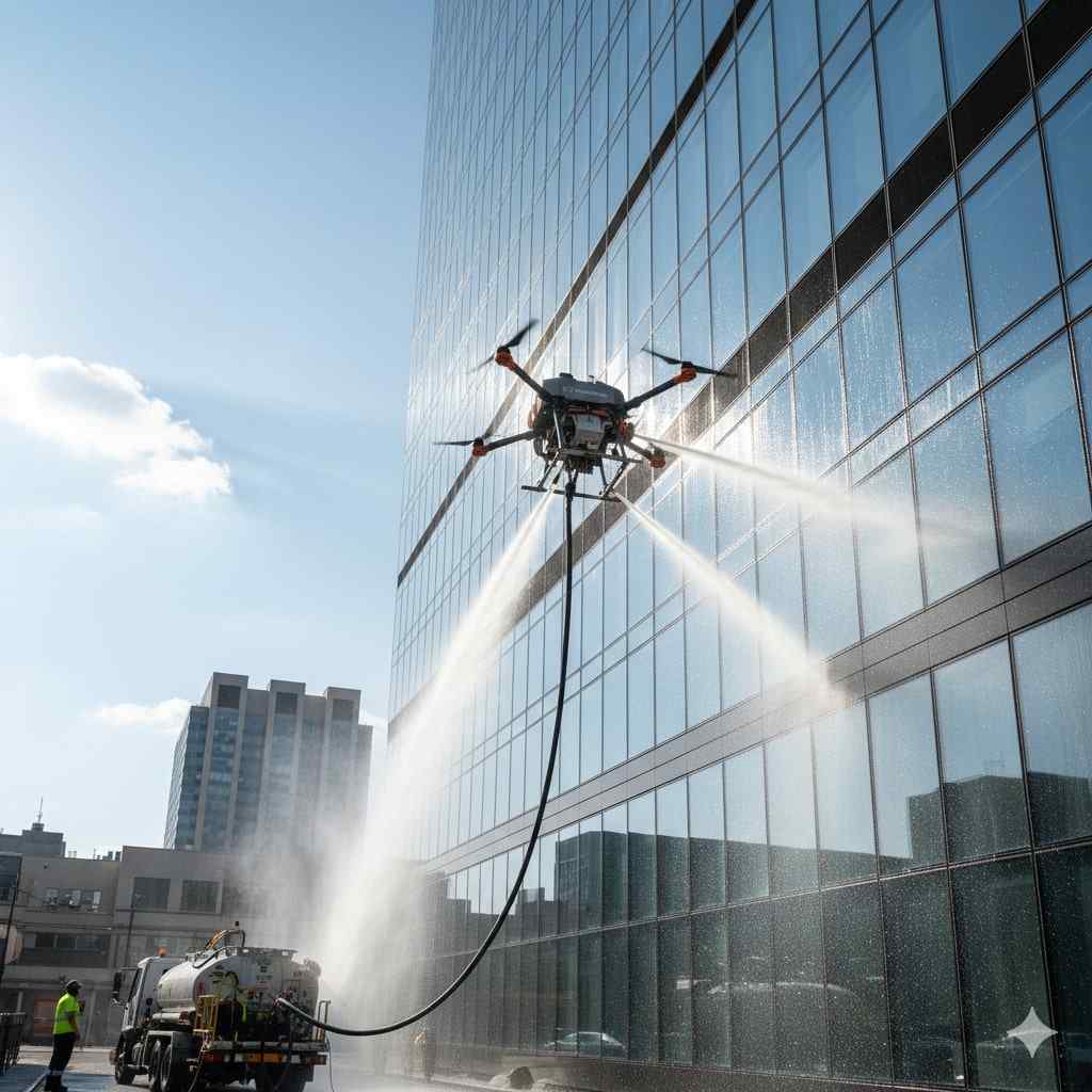 Drone ile cephe cam temizliği hizmetleri