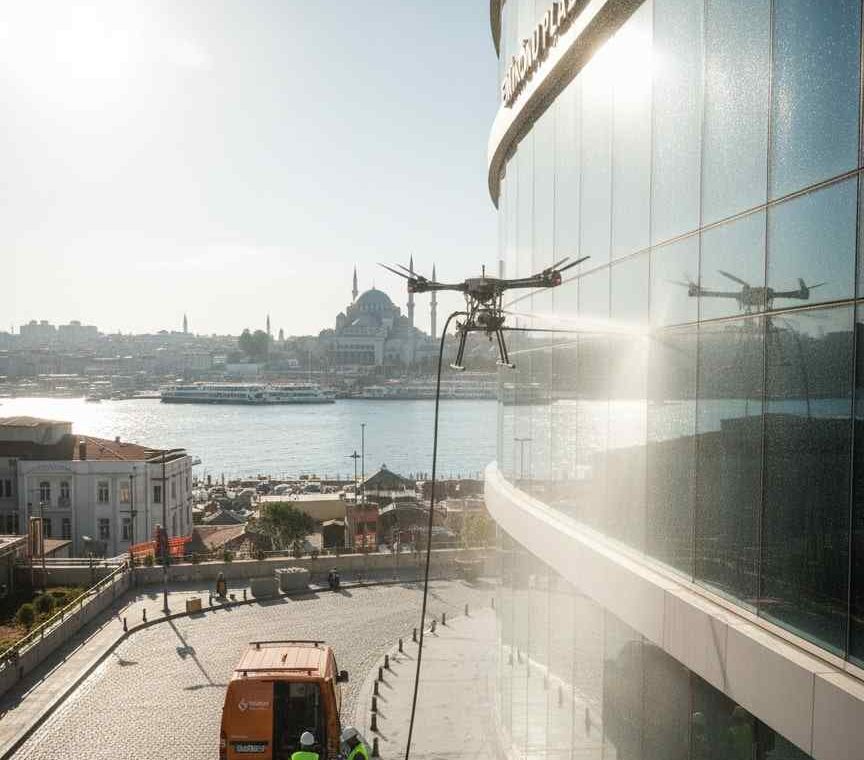 Drone ile dış cephe temizlik çalışmaları