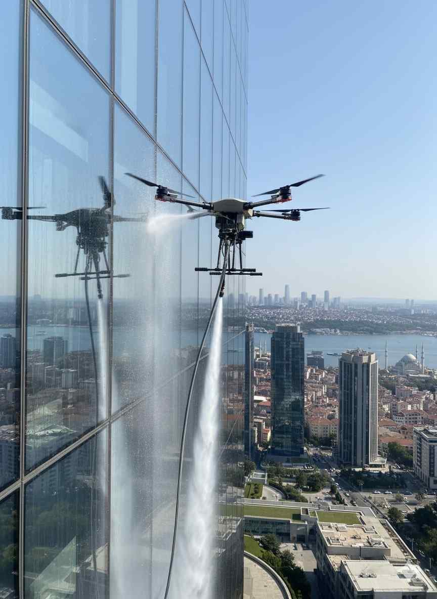 Drone ile plaza cam temizliği hizmetleri: Gün Temizlik Şirketi