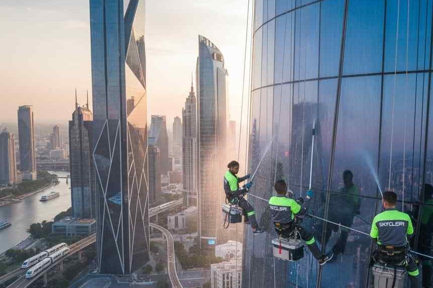 Endüstriyel dağcılık yöntemi ile yapılan dış cephe temizliği uygulamaları