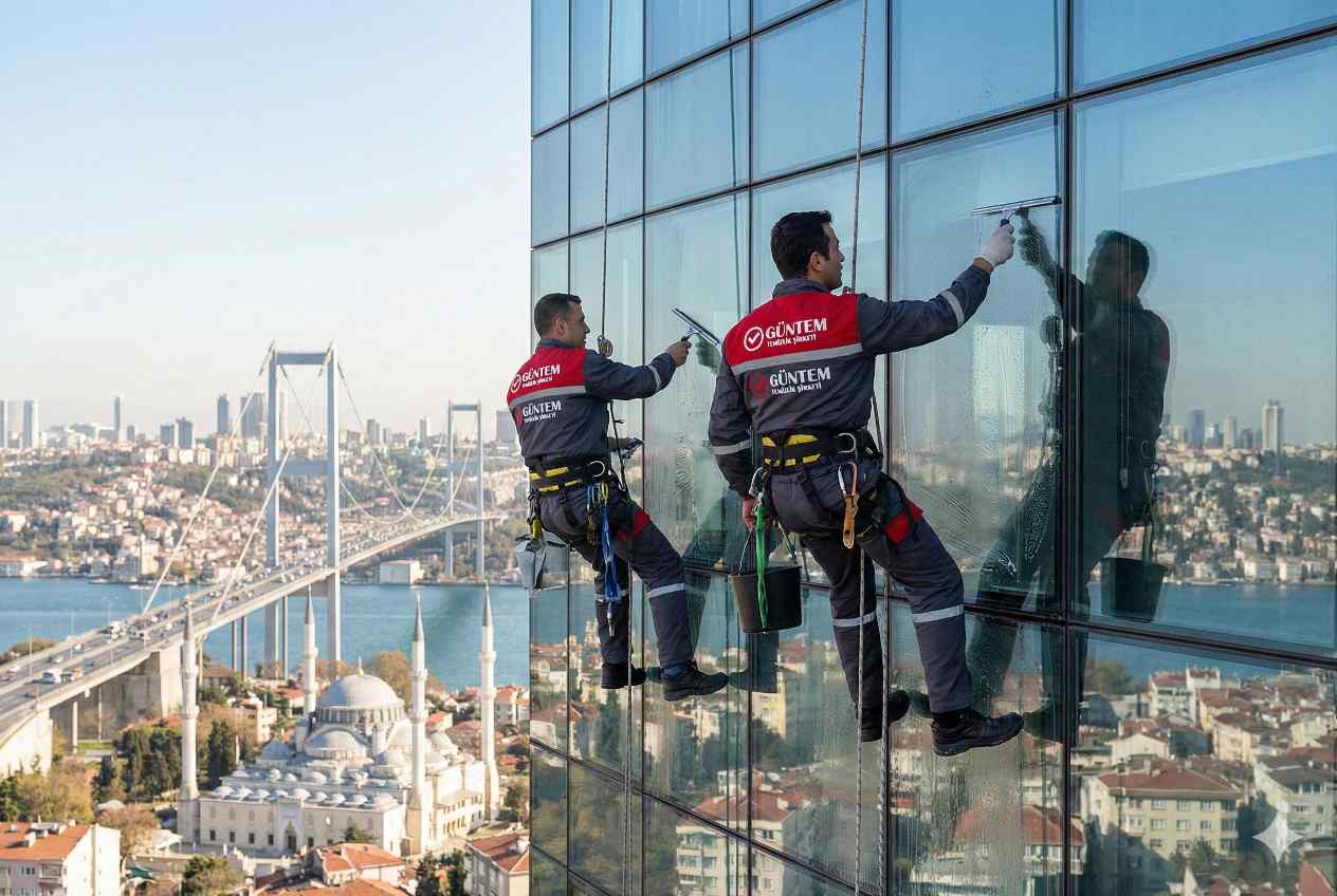 Endüstriyel dağcılık yöntemi ile Levent dış cephe temizliği hizmetleri: Gün Temizlik Şirketi