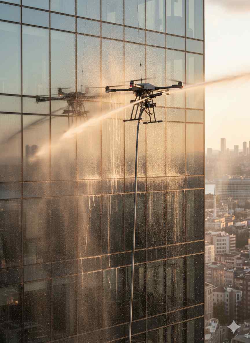 Saf su sistemi ile Maltepe dış cephe cam temizliği hizmetleri