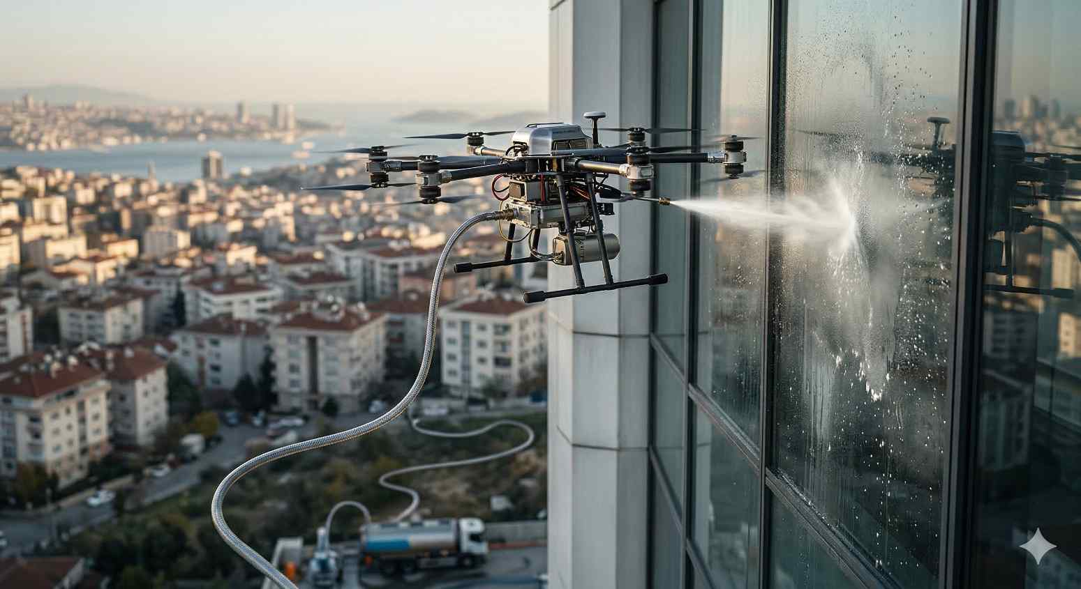 Drone ile kurumsal dış cephe temizliği hizmetleri
