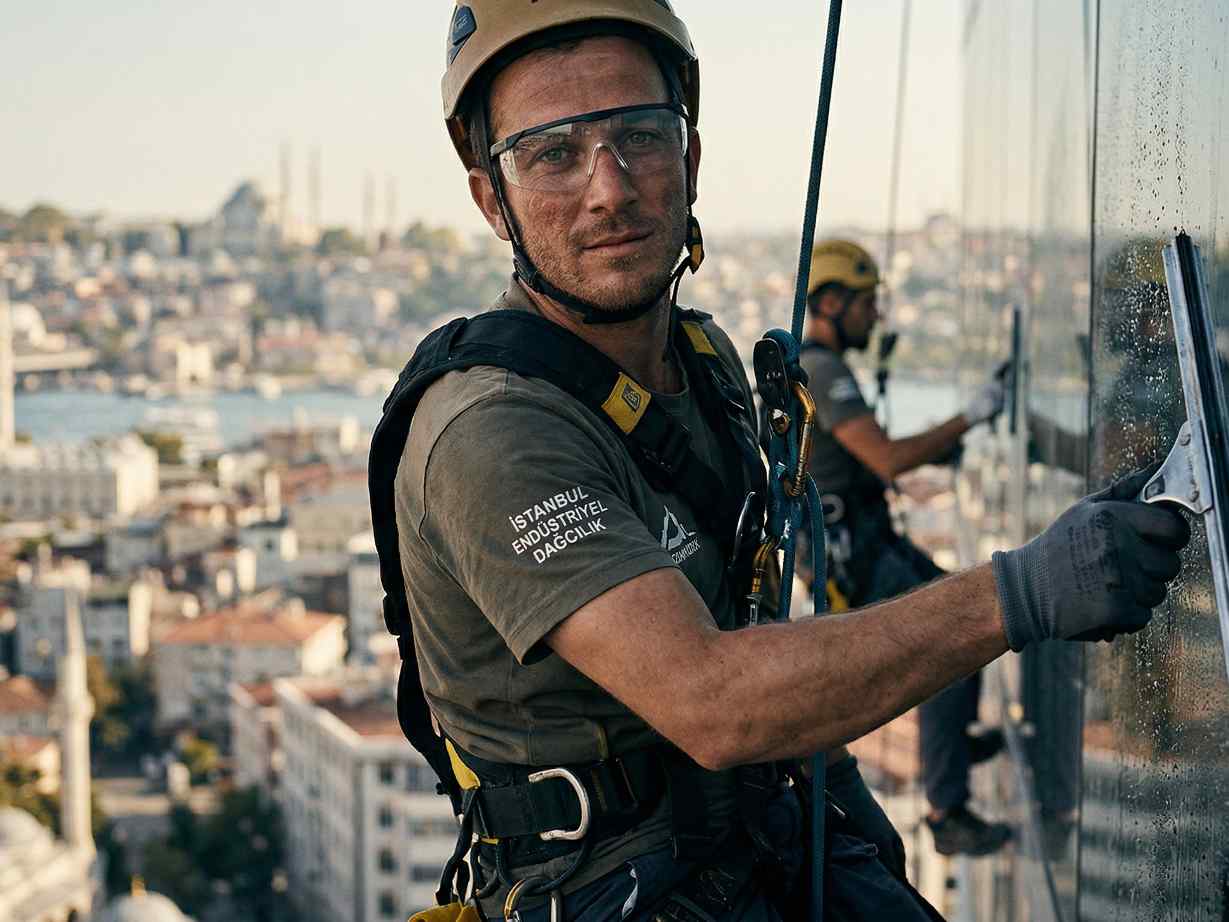 Endüstriyel dağcılık ile dış cephe cam temizliği