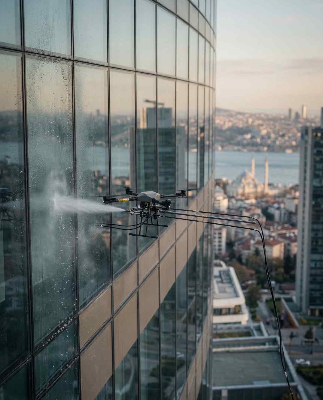 Temizlik dronu ile dış cephe temizliği