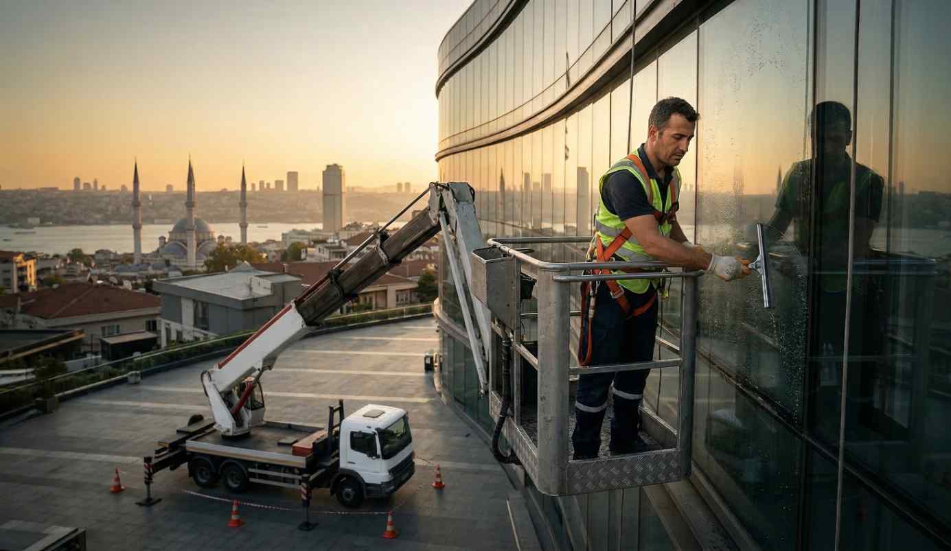 Vinçli dış cephe temizliği