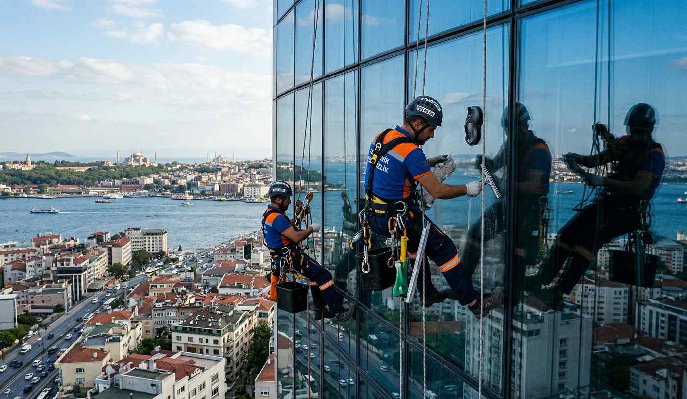 AVM dış cephe temizliği operasyonu