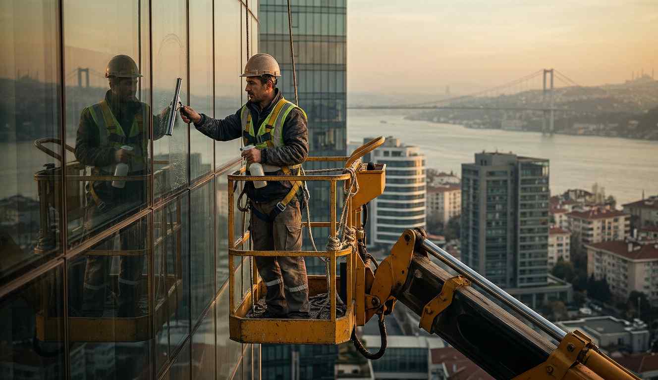 Deneyimli ekiple dış cephe cam temizlik çalışmaları