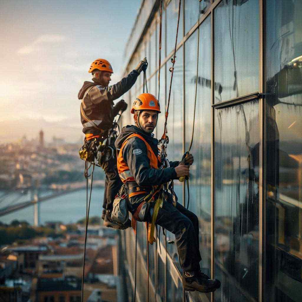 Dış cephe cam temizlik çalışması