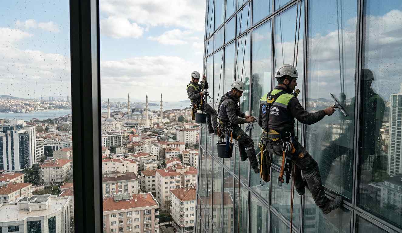 Profesyonel okul dış cephe temizliği çalışmaları