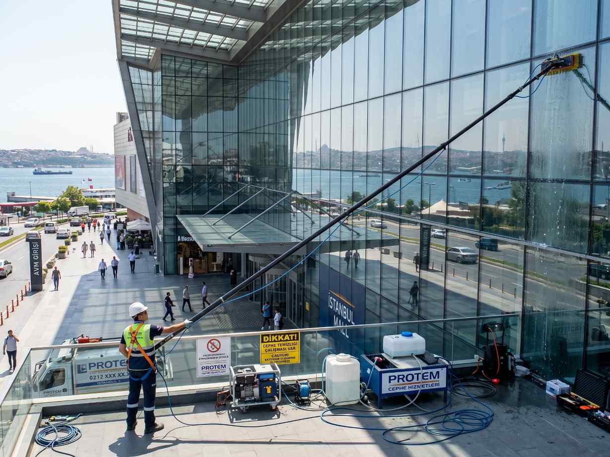 Saf su ile Sultanbeyli dış cephe cam temizliği