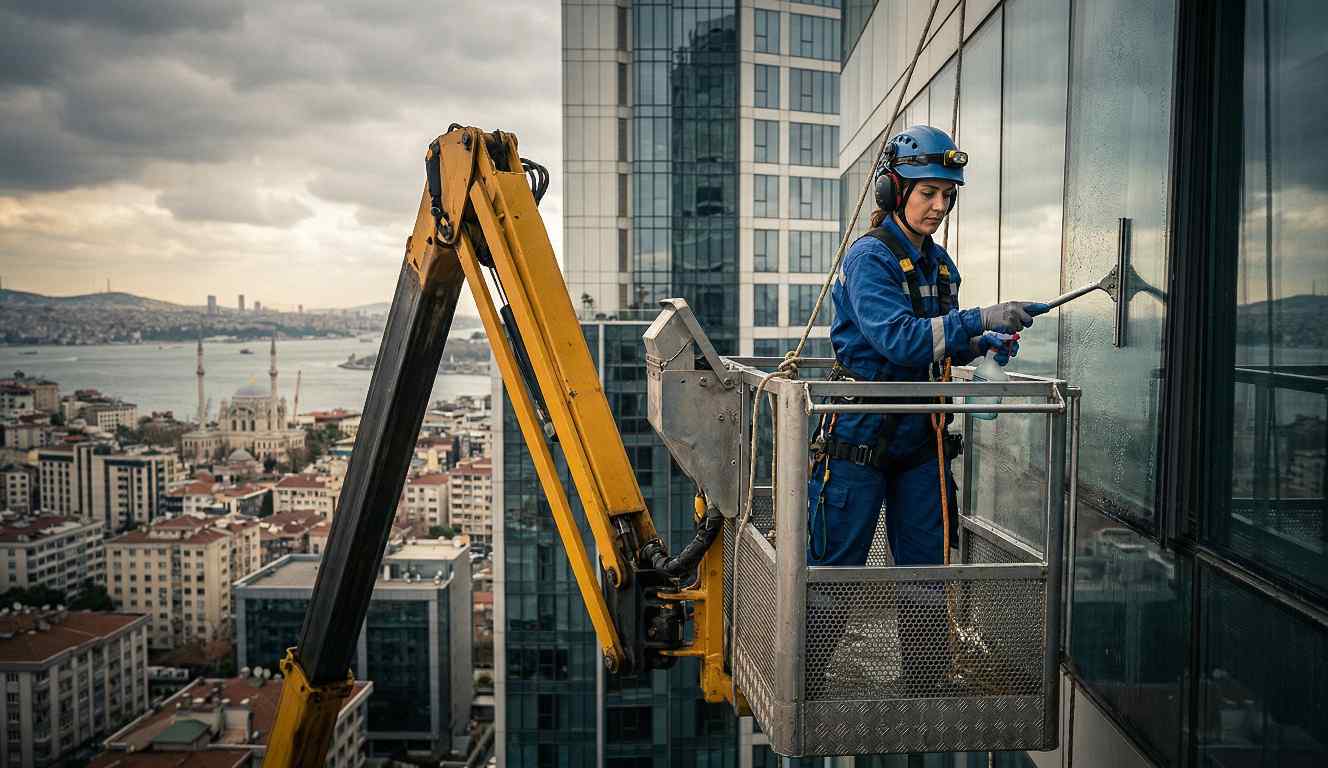 Saf su yöntemi ile dış cephe temizlik çalışması