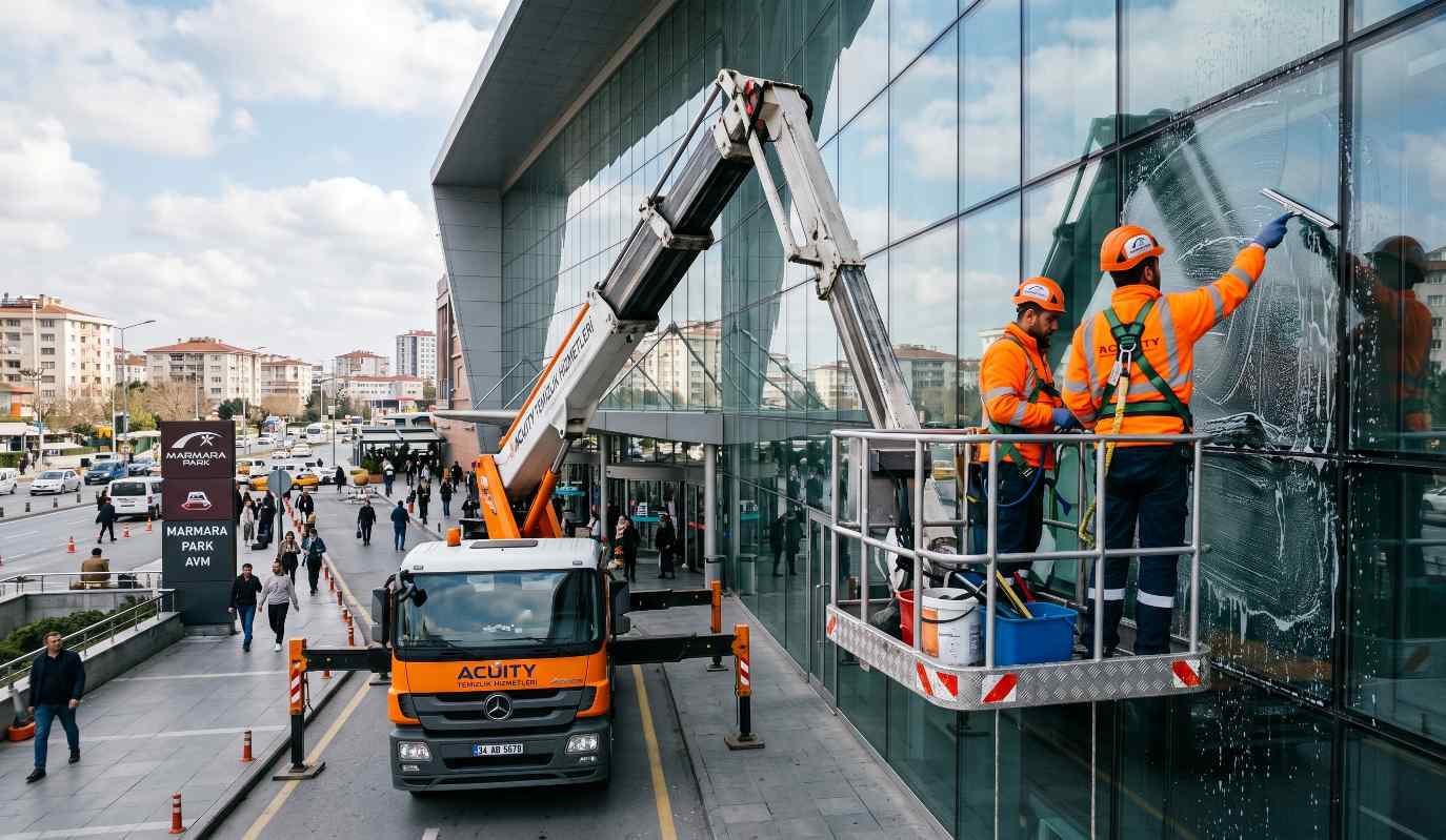 Sepetli vinçle Sultanbeyli dış cephe temizliği