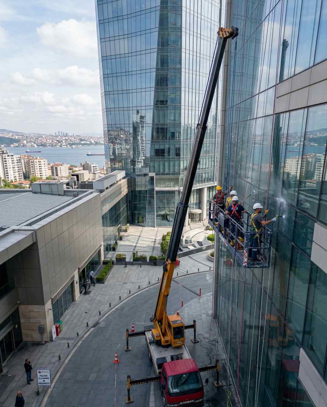Vinçli dış cephe temizliği