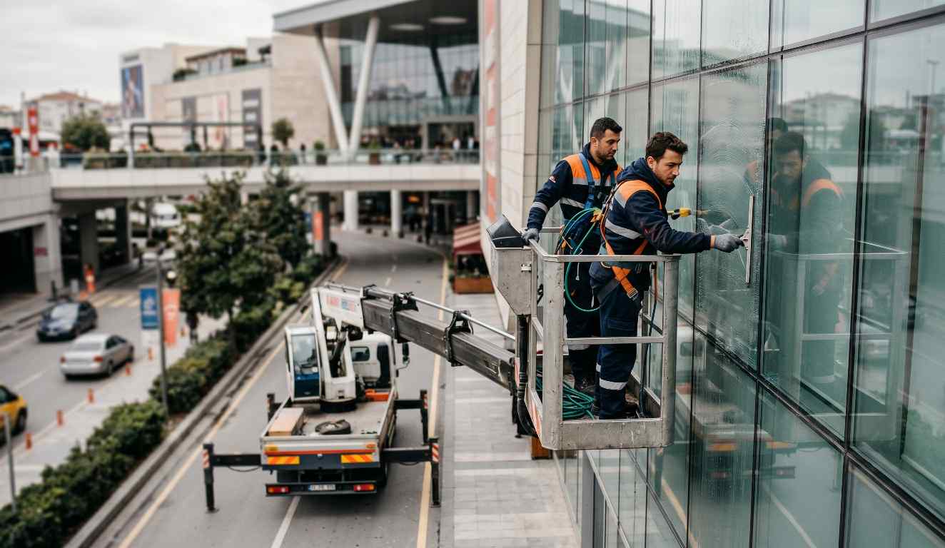 Dış cephe cam temizlik çalışması