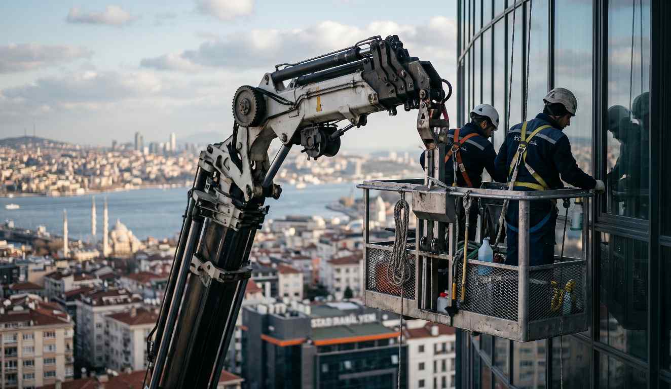 Endüstriyel bir tesiste dış cephe temizliği