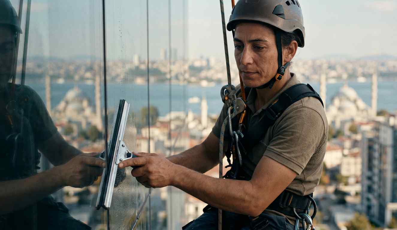 İp erişimi ile dış cephe cam temizliği hizmetleri