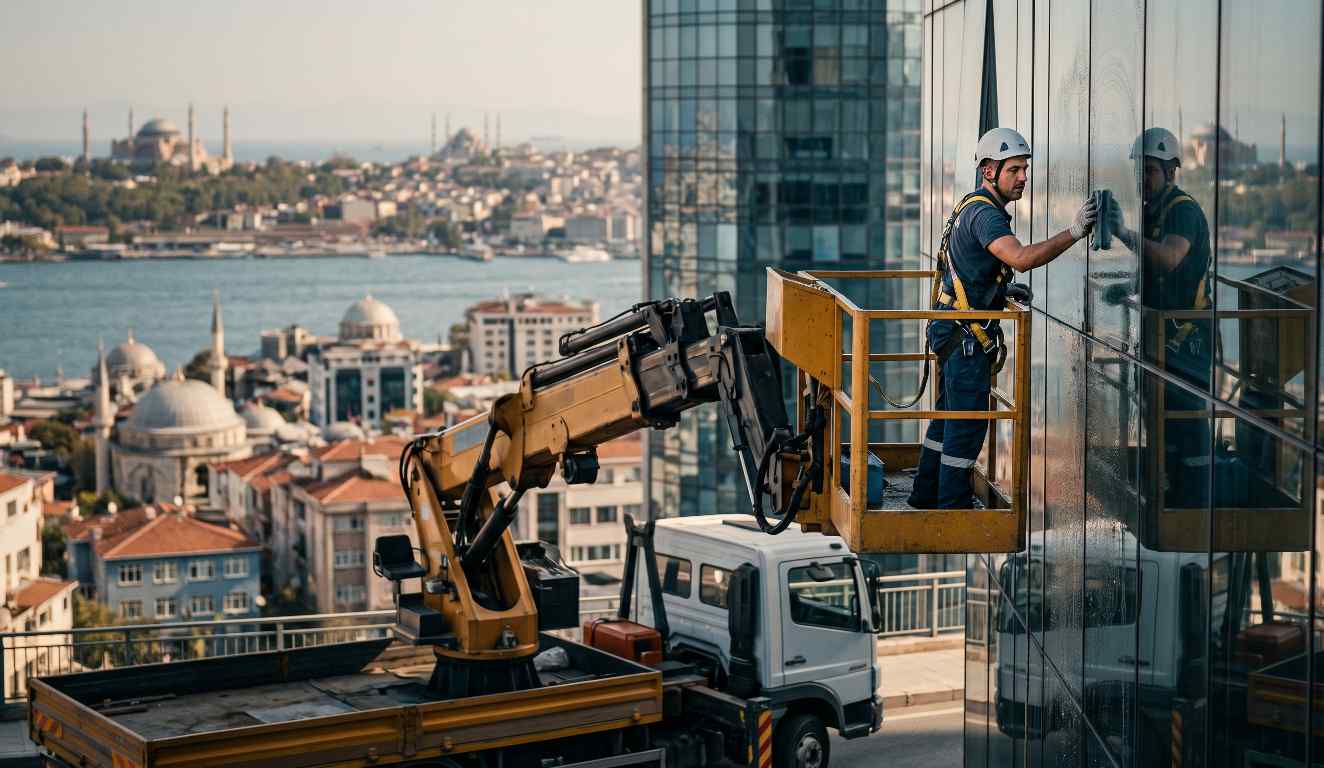 Profesyonel cephe temizlik çalışması